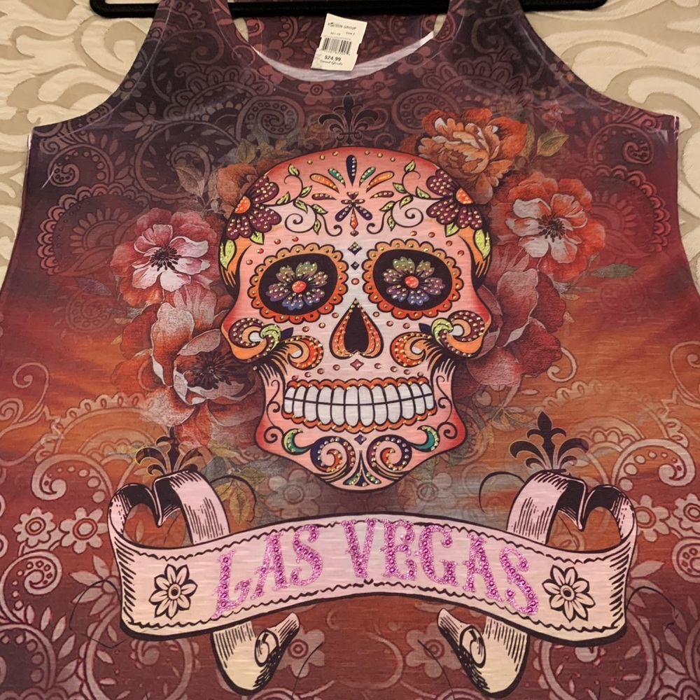 Skull head tank top . Las Vegas . size L - Picture 3 of 7
